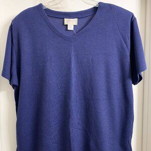 Capistrano Women's Navy Blue Ribbed Blouse, Size 22/24, NWT